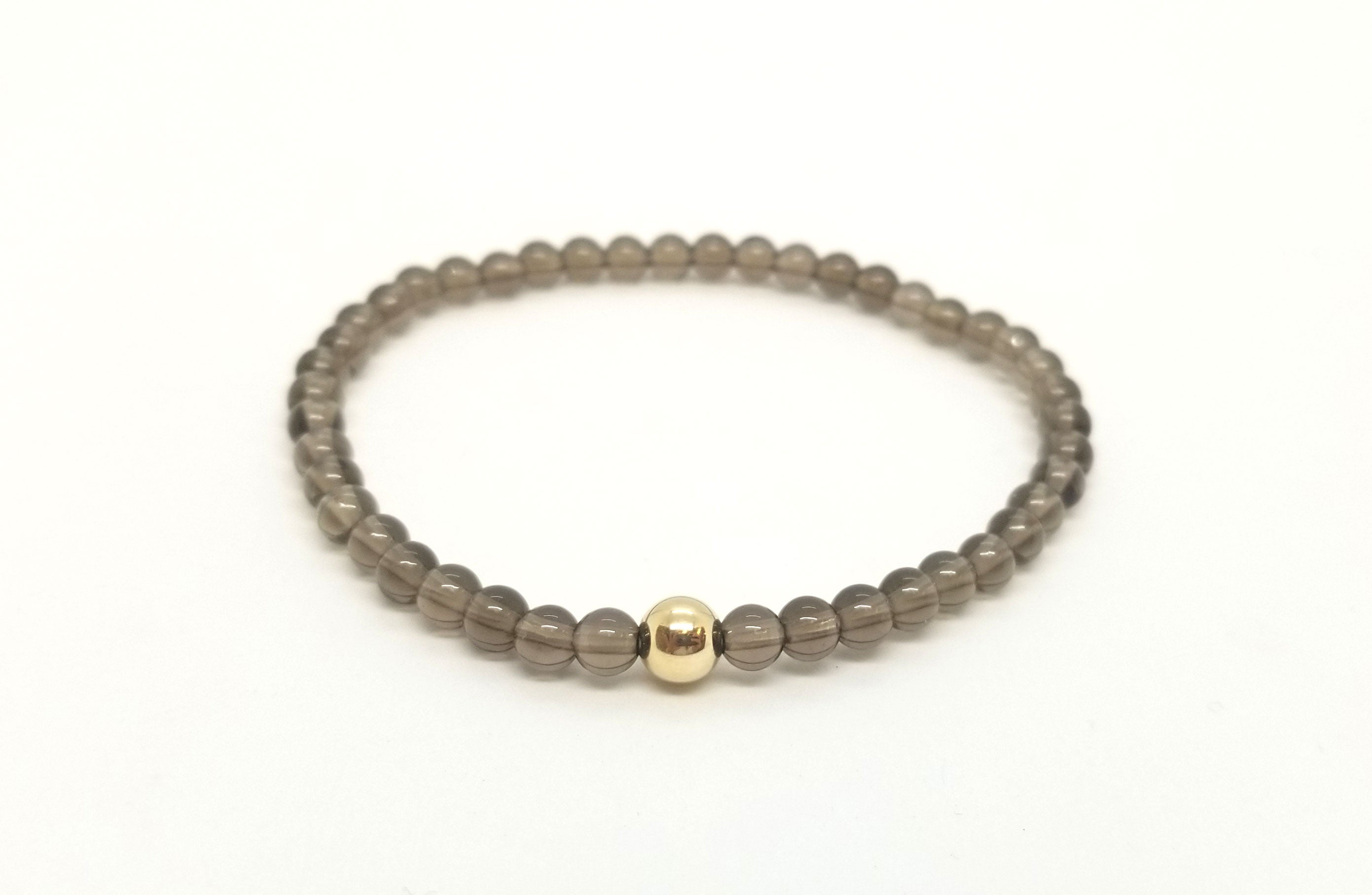 Smoky Quartz Gold Bead Bracelet